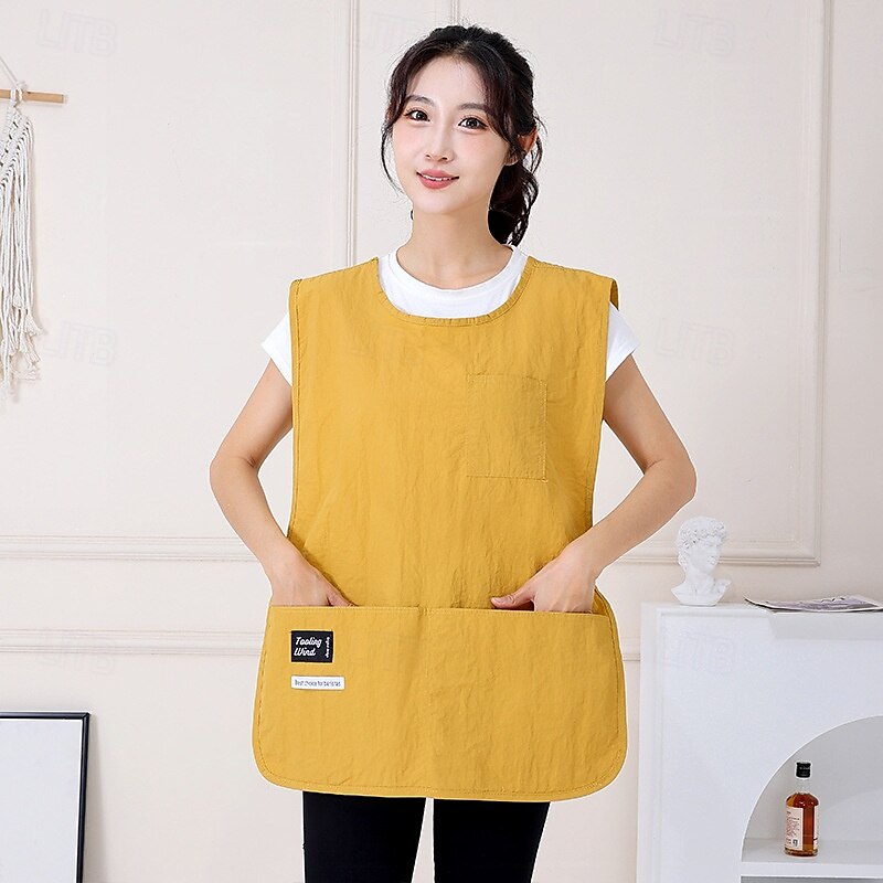 Vanntett forklevest for kjøkken, baking, frisørsalong, restaurantarbeidstøy, unisex ermeløst matlagingsforkle med lommer – enkelt moderne design 2025 - $15.99 –P4