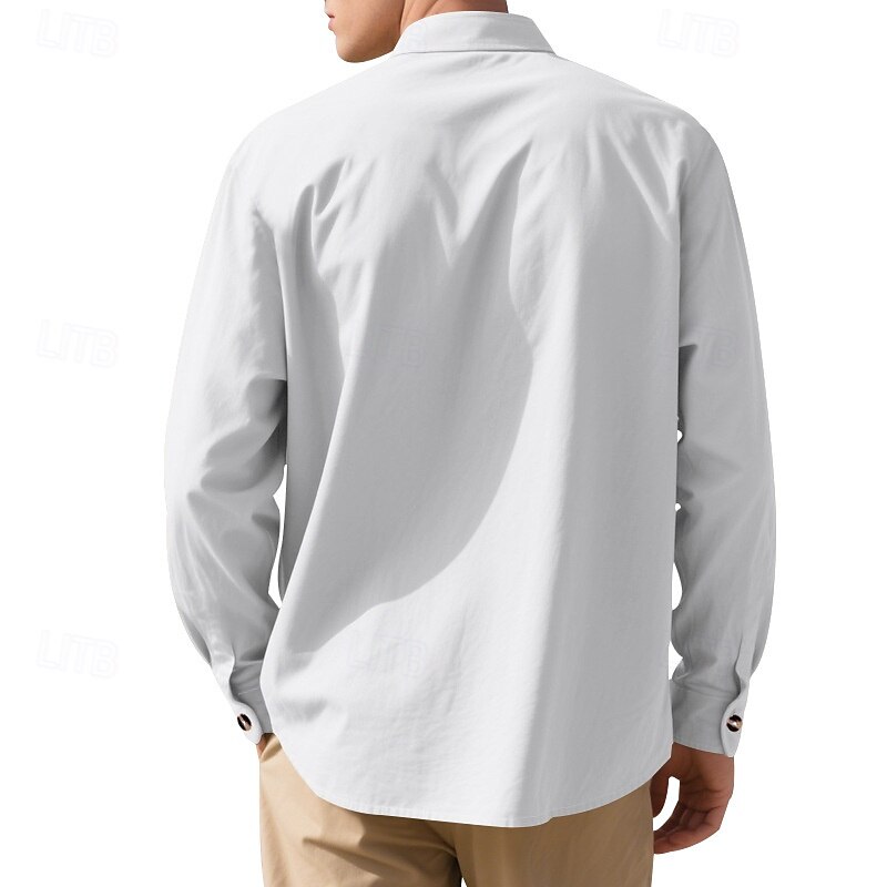 Miesten Paita Kesä paita Rento paita Rantapaita Button Up paita Musta Valkoinen Purppura khaki Harmaa Pitkähihainen Kookospuu Nauhakaulus Loma Havaijilainen Painettu Vaatetus Polyesteri Muoti 2025 - $22.99 –P4