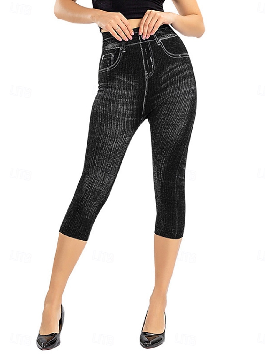 Women's Leggings Capri Pants 3D Print Chinos Vintage Streetwear Casual Calf-Length High Waist Plain Printing Comfy Soft Comfortable Stretchy Outdoor Street Black Red Blue Gray Summer Slim Fit 2025 - $3.99 –P2
