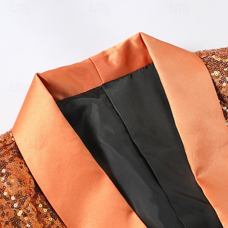 Herren Set Blazer Bühne Hochzeitsfeier Party / Cocktail Mode Lässig Frühling Herbst Polyester Einfach Knöpfe Tasche Bequem Einreihig Blazer Orange 2025 - $73.99 –P5