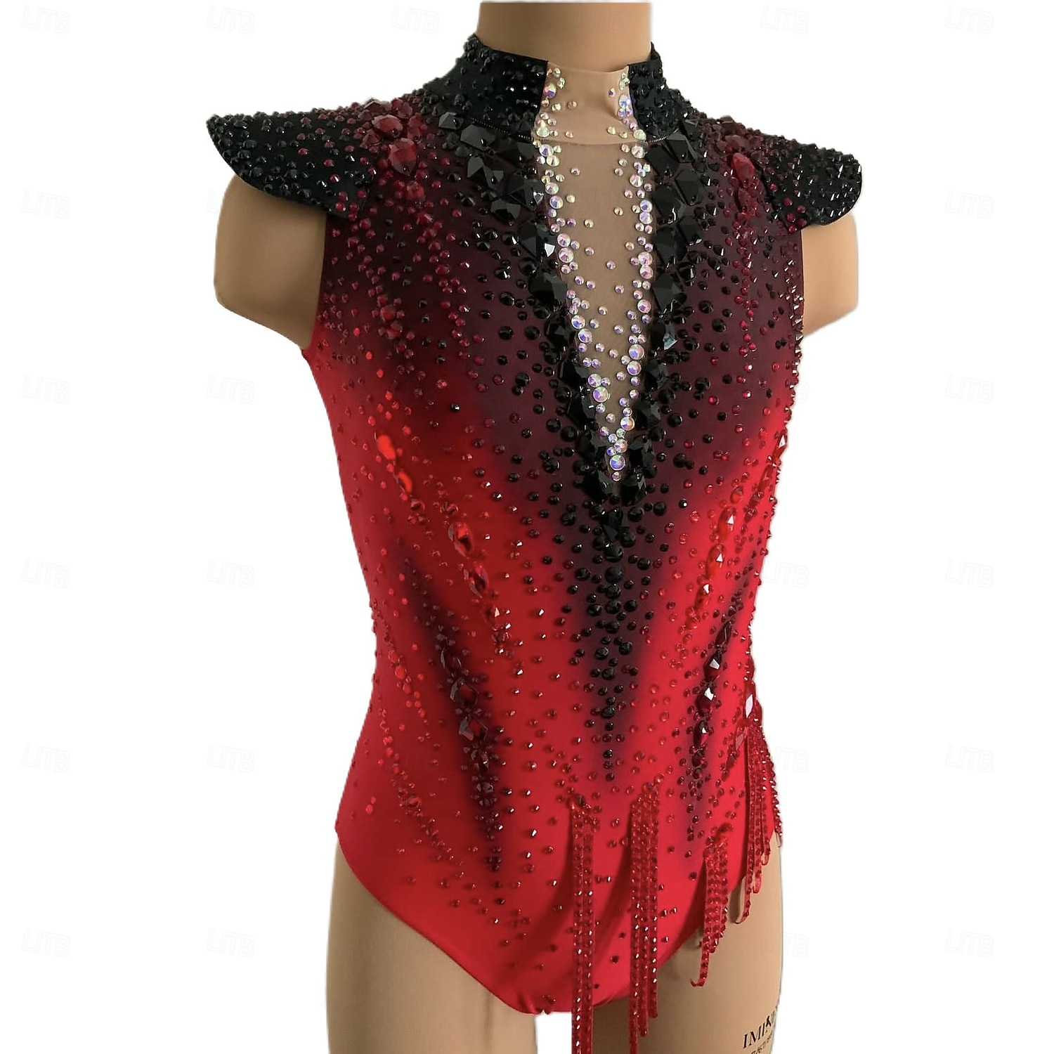 Rytmisk gymnastikk-trikot dame jenter skøyting gymnastikk-trikot gul tommelhull halo-farging høy elastisitet profesjonell konkurranse skøytetøy krystall / strass ermeløs skøyting 2025 - $322.99 –P2