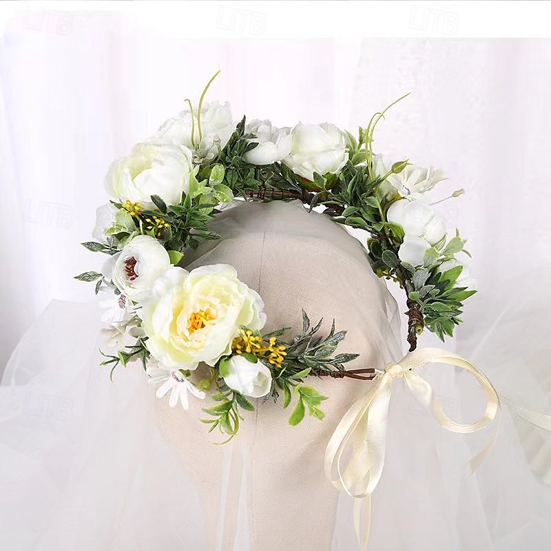 bohemsk hårtilbehør skogsblomst bryllupspannebånd grøntområder blomsterkrone krans fotorekvisitt 2025 - $12.99 –P5