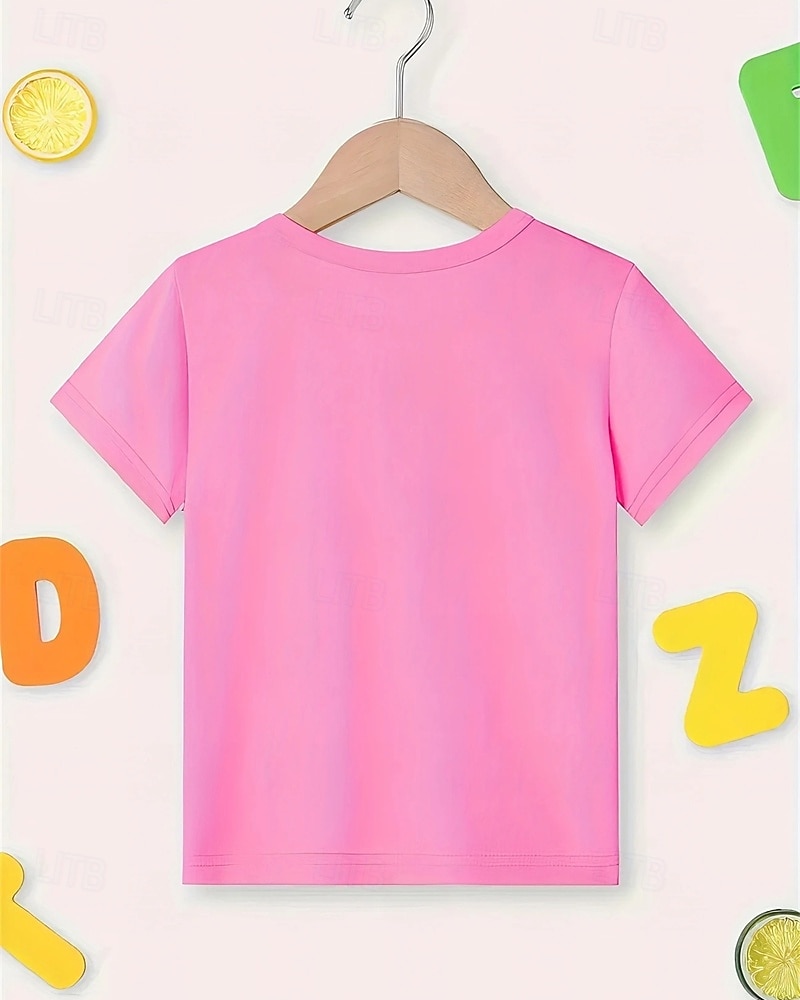 Girls' 3D Letter T shirt Tee Short Sleeve Summer Spring Fashion Basic Kids 4-12 Years Crew Neck Outdoor Casual Daily Regular Fit 2026 - $11.99 –P2
