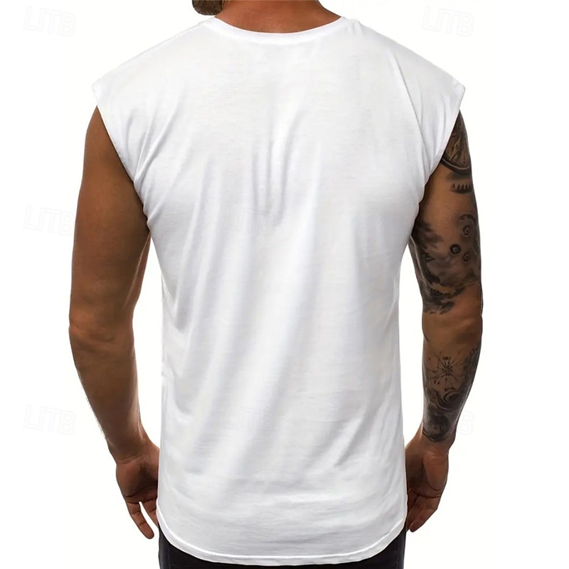 Herren Tank Top Weste Unterhemd Ärmelloses Shirt Ärmellos Rundhalsausschnitt Sommer Einfach Mode Designer Basic Klassisch Urlaub Straße Ausgehen Schwarz Weiß Rosa Top T-Shirt für Herren 2025 - $9.49 –P2