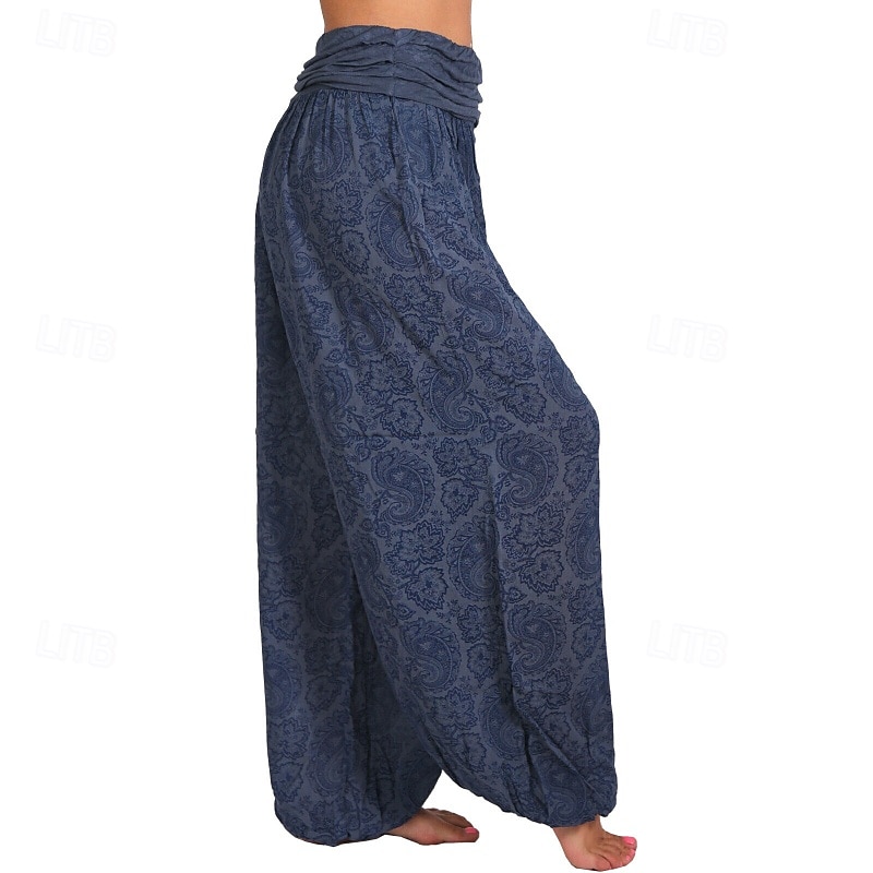 Damen Weites Bein Stoffhosen Hosen Hose Mode Boho Volle Länge Natürliche Taille Blumen Druck Bequem Außenbereich Outdoor Urlaub Alltagstauglich Magenta Saphir Marineblau Aprikose Sommer Normale 2025 - $19.99 –P19