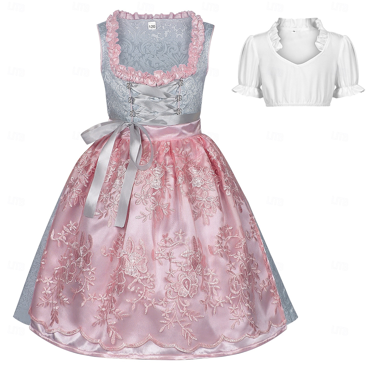 Vestidos Blusa / Falda Delantal Floral Mucama bávaro Munich Viena prados Chica Fiesta Festival de Cerveza Paño de estilo tradicional 2026 - $63.99 –P1