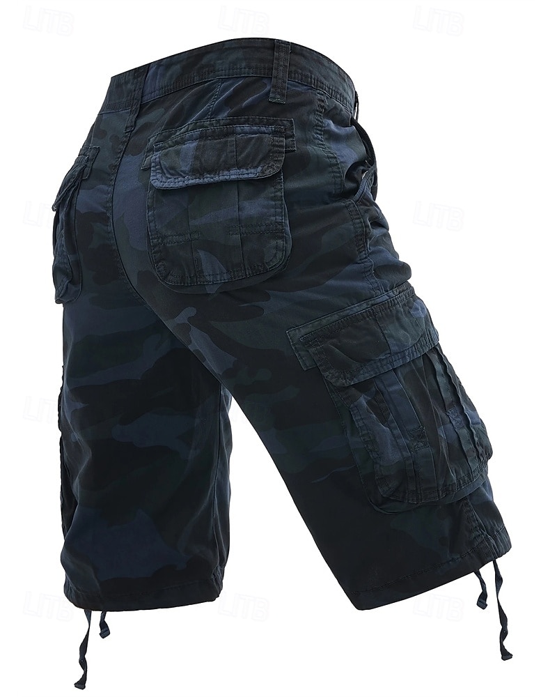 Homens Bermuda Cargo Shorts camuflados Calção Shorts de verão Bolso multi Bolso com aba Côr Camuflagem Conforto Vestível Comprimento do joelho Ao ar livre Esporte Diário Moda Casual Azul Marinho Cáqui de 2025 por $30.99 –P9