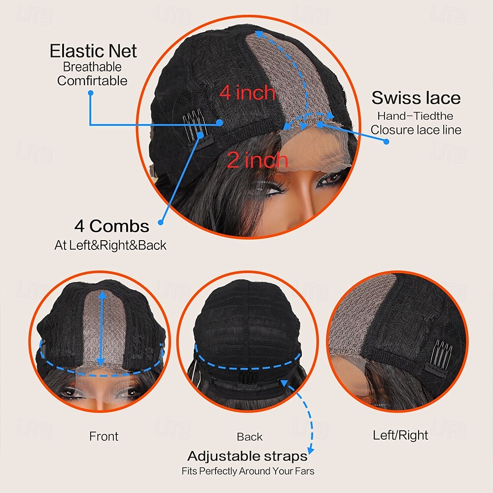 Pruik van synthetisch kant Gekruld Stijl 26 inch(es) Zwart Middelste stuk U-deel Pruik Dames Pruik Zwart 2026 - $40.99 –P9