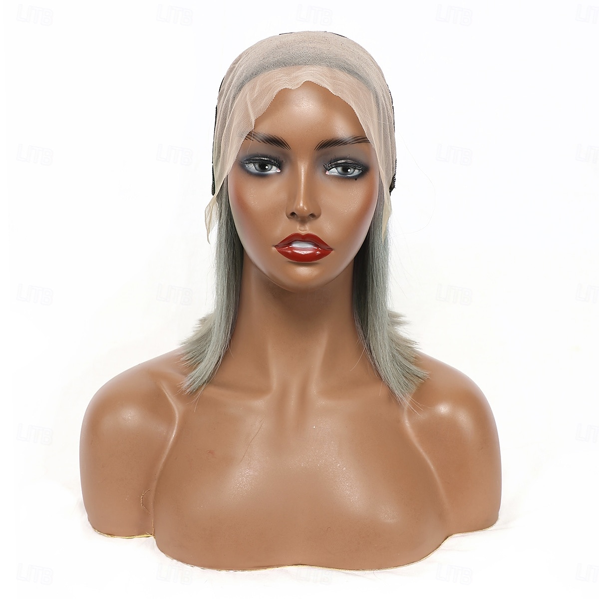 parrucca frontale in pizzo con capelli umani grigi 13x4, parrucca corta e liscia in pizzo con densità del 150% del 2025 a $169.99 –P5
