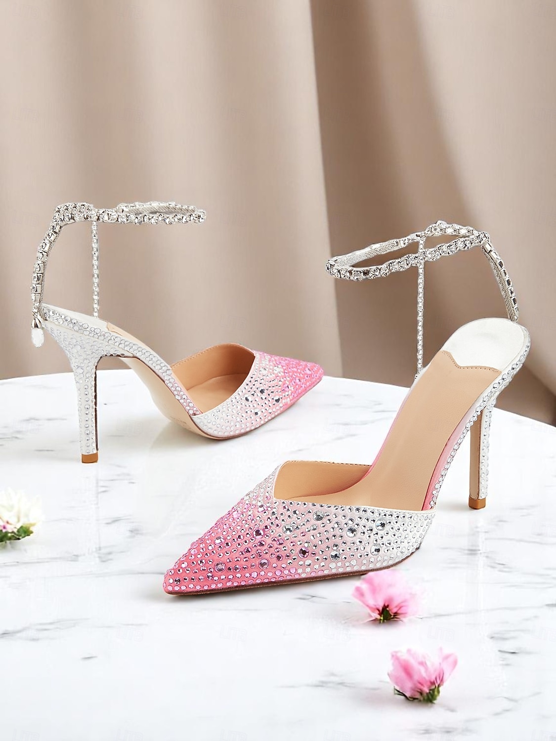 női átmenetes kristályos slingback magassarkú tűsarkúval - élénk és csillogó magassarkúk exkluzív koktélpartikra 2025 - $54.99 –P7