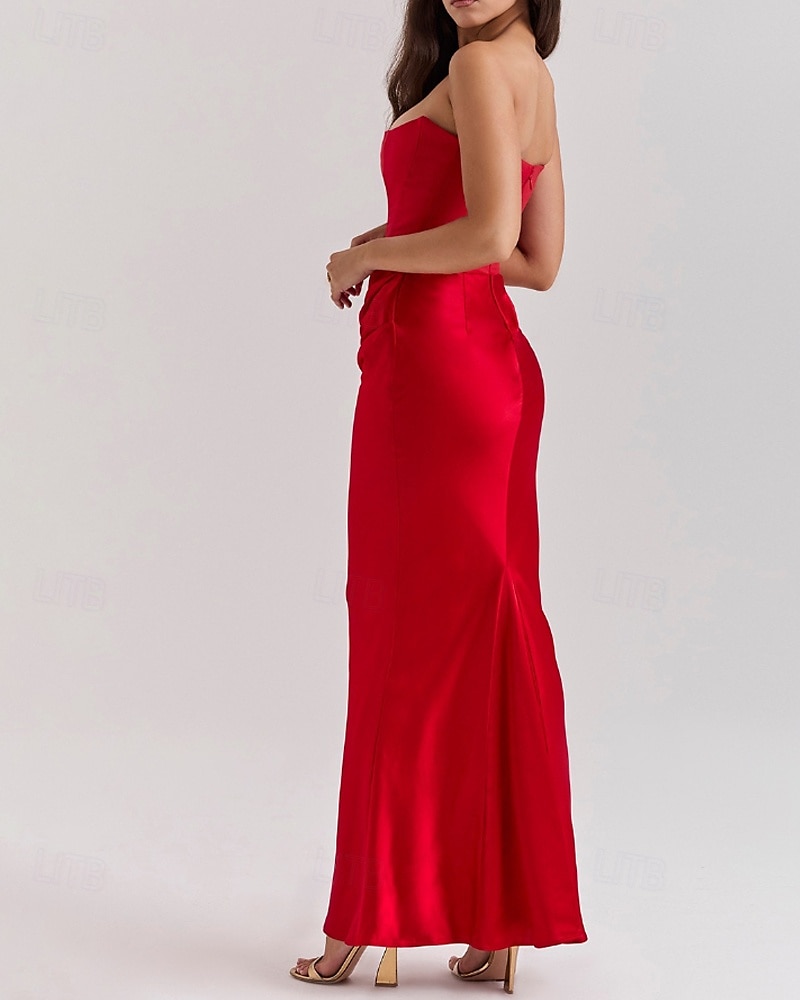 Femmes Robe Longue Maxi Robe Robe Blanche Robe de remise des diplômes Robe de Bal Robe de Soirée Élégant Mode Soirée Occasion Spéciale Coupe régulière Uni Sans manches Sans bretelles Noir Blanche de 2025 ? $31.99 –P11