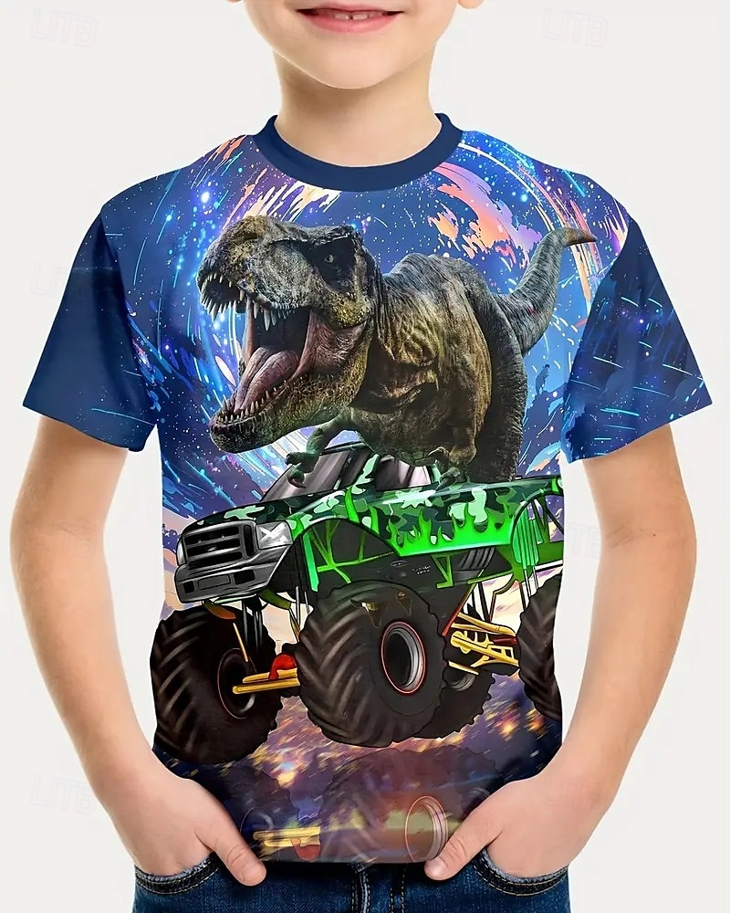 Boys 3D Animal Dinosaur T shirt Tee Short Sleeve Summer Spring Fashion Basic Kids 4-12 Years Crew Neck Outdoor Casual Daily Regular Fit 2025 - $11.99 –P2