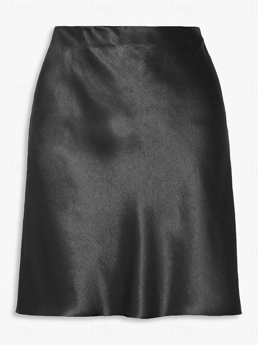 Gonna da donna A Line Colore solido Moda Casual Mini Vita alta Gonne Pura Tasca Stampa Micro-elastico Strada Giornaliera Nero Champagne Oro Verde militare Estate Satin del 2025 a $16.99 –P2