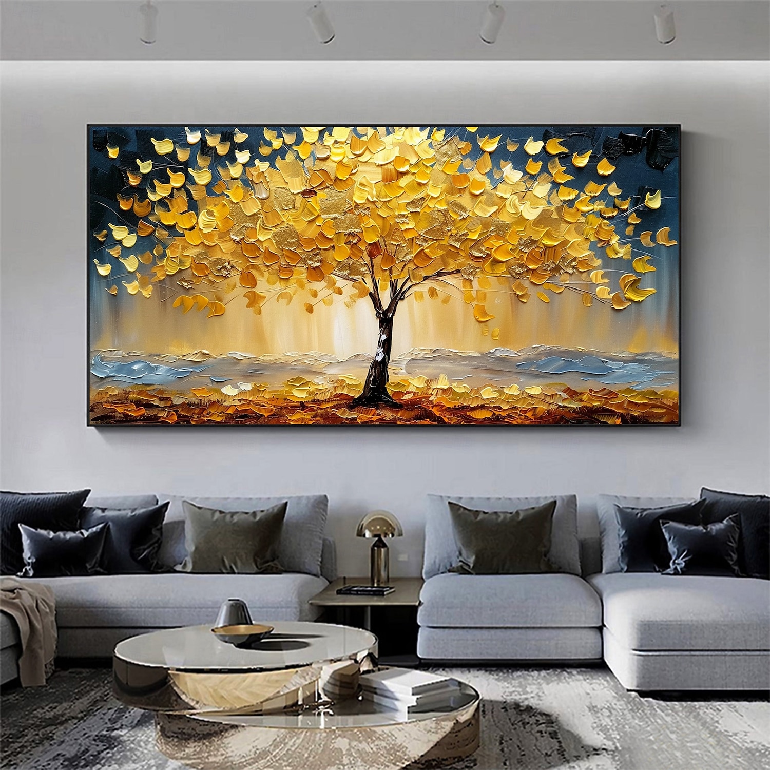 handgemachtes original goldenes Ölgemälde Baum des Lebens auf Leinwand abstrakte Baumlandschaft Wandkunst für Wohndekoration mit gespanntem Rahmen ohne Innenrahmen Gemälde 2025 - $131.99 –P7