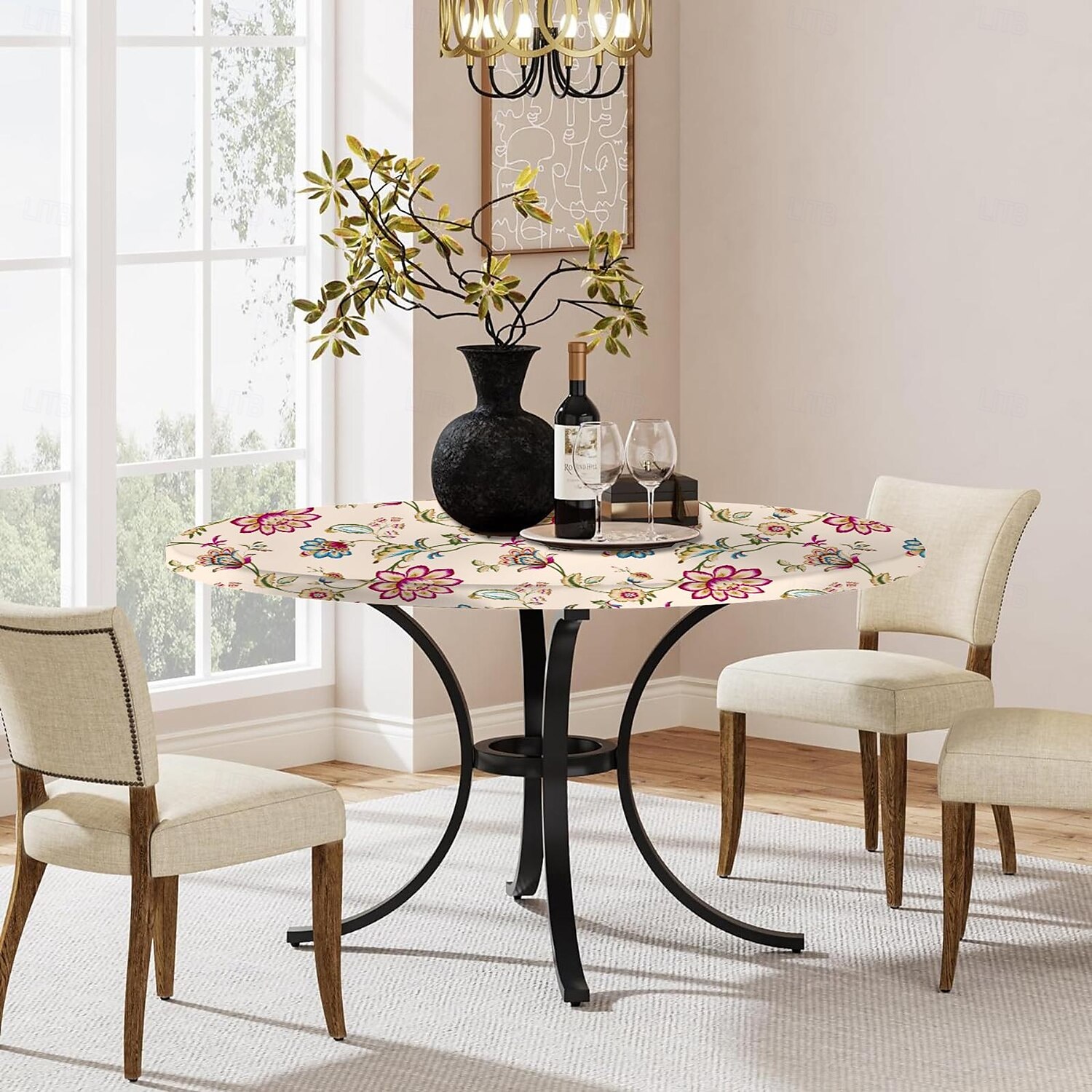 kodin deluxe-pöytäliinat, joustavat reunat, flanellitaustalla, vinyyli, istuva pöytäliina, kuvio suuri, pyöreä, pitkulainen, soikea 2025 - $10.99 –P2
