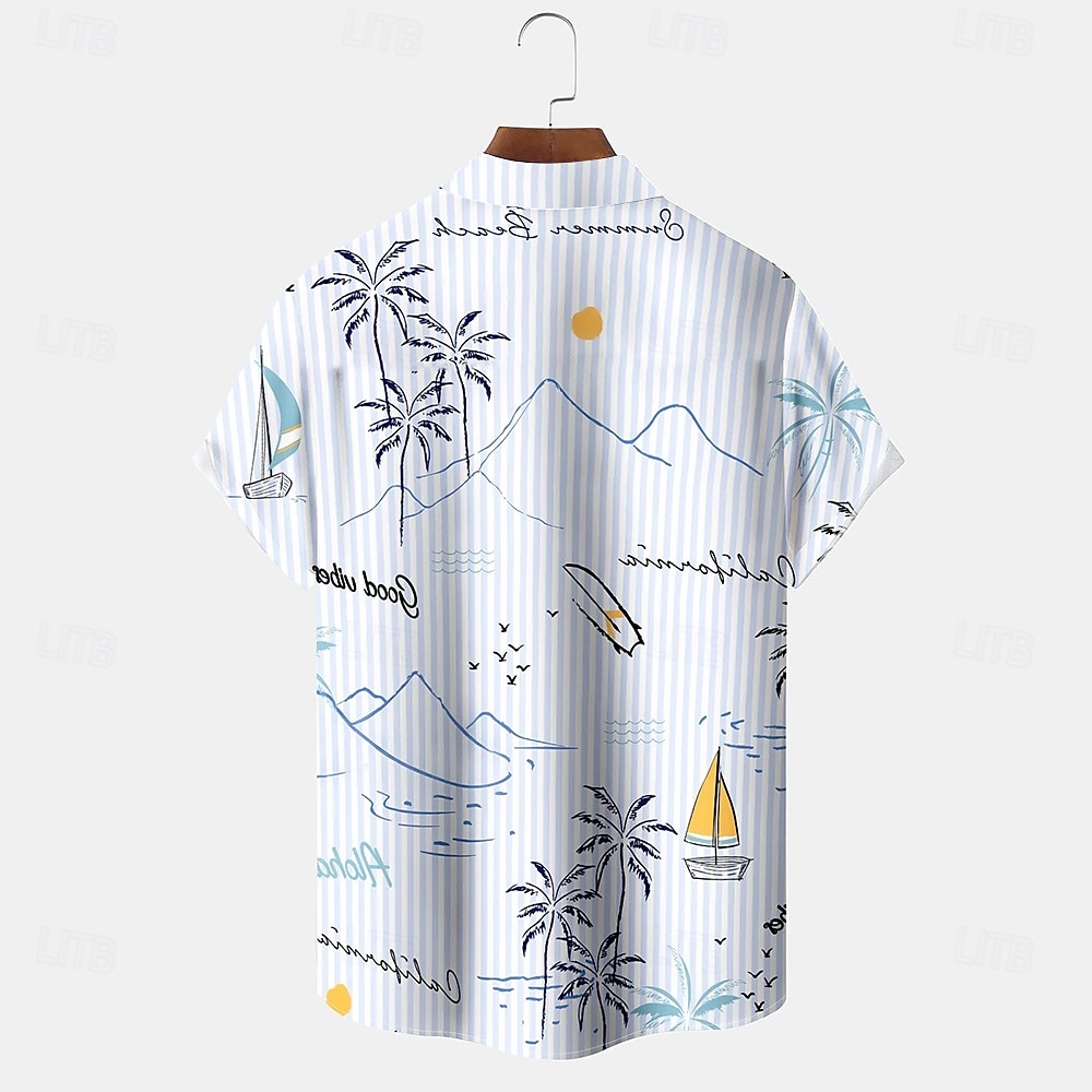 Miesten Kookospuu Raidoitettu Trooppiset kasvit Havaiji paita Button Up paita Havaijilaispaita Lyhythihainen Havaijilainen Pyhäpäivä Ranta-asut Kesä Kevät Sänkyjen avaus 3D-tulostus kauluspaidat 2025 - $23.99 –P2