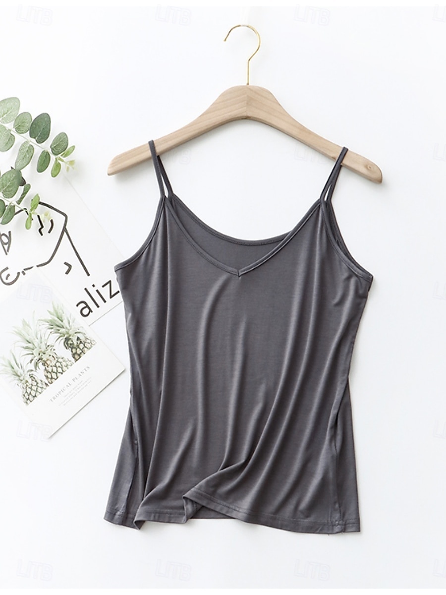 Pentru femei Camisole Tank Top Culoare solidă Zilnic De Bază Casual Fără manșon Cu Bretele Topuri obișnuite Zilnic Fără Spate Negru Alb Roz Îmbujorat Bleumarin Trifoi Vară 2025 - $6.49 –P2