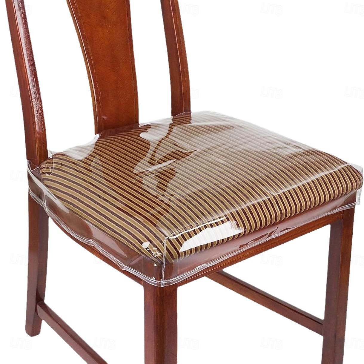 Pachet de 4 huse de scaune mari din plastic pentru sufragerie, transparente, din PVC, cu curea reglabilă pentru scaune standard de 45x43 cm, rezistente la pete, apă și zgârieturi. 2025 - $18.49 –P1