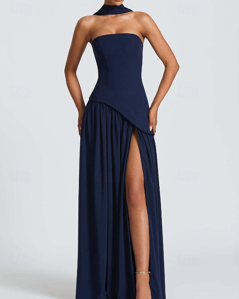 Damen Langes Kleid Maxikleid Weißes Kleid Abschlusskleid Partykleid Mode Party Abendgesellschaft Ausgehen Normale Passform Einfach Ärmellos Trägerlos Weiß Gelb Wein Marineblau Sommer 2025 - $29.99 –P15