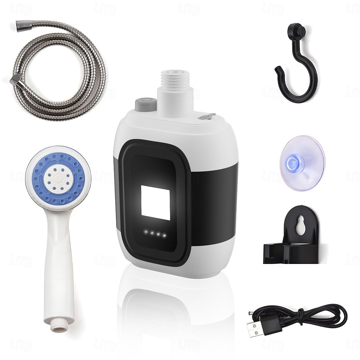 Pompa per doccia da campeggio, doccia portatile da campeggio da 2200 mAh con luce a LED, pratica doccia elettrica multiuso per esterni, per il lavaggio auto all'aperto in dormitorio. del 2025 a $35.99 –P3