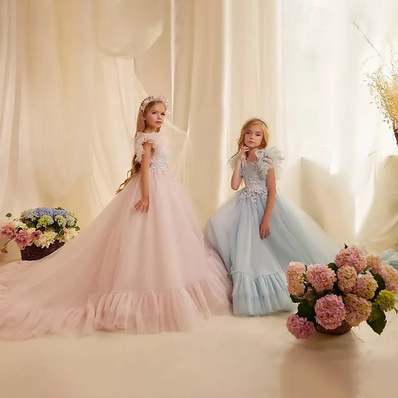 Vestido de Baile de Linha Reta com Cauda para Menina das Flores Aniversário Frozen Elsa Meninas Vestido de Formatura Bonito Tule com Camadas Estilo Real Tutu Tamanho 3-16 Anos de 2025 por $100.99 –P2