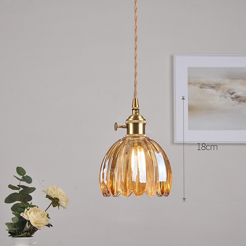 LED Pendant Light Warm White  Decorative Lamp Base Hanging Lamp Adjustable Indoor Light Translucent Patterned Glass Lampshade Ceiling Hanging Light Dining Room Living Room 110-240V 2025 - $75.99 –P2