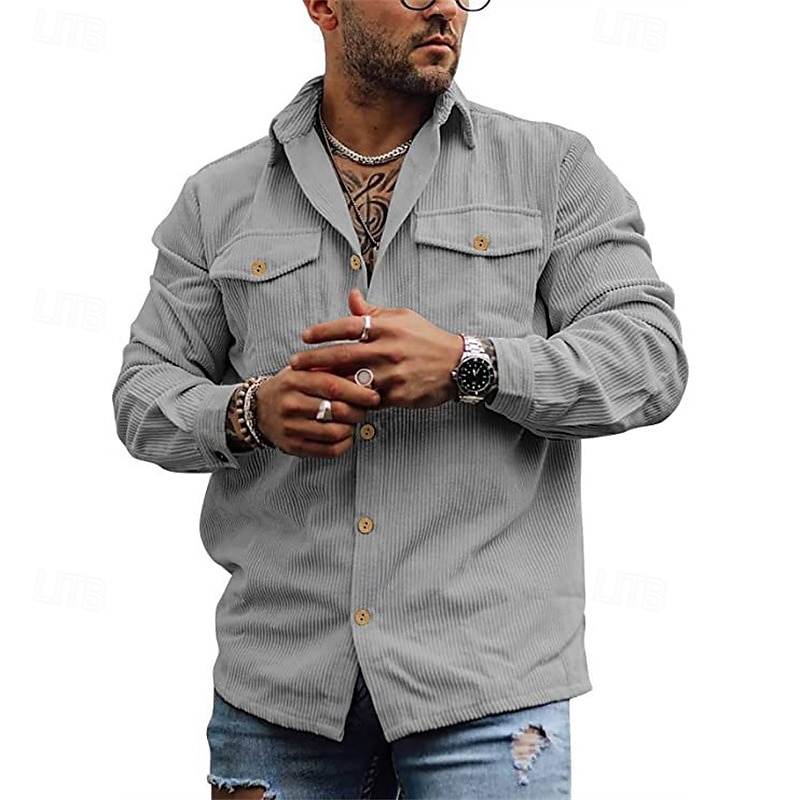 Per uomo Giacca Camicia Giacca di transizione Quotidiano Leggero Tasca Primavera Autunno Semplice Casual Bavero Regolare Aalbicocca Nero Grigio Giacca del 2025 a $26.99 –P1