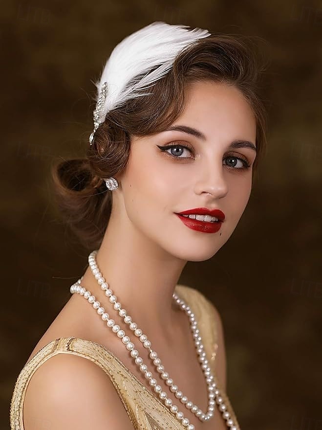 Retró Ordító 20-as évek 1920-as évek Fejpánt A nagy Gatsby Flapper lány Toll Női Mindszentek napja Farsang Esküvő Estély Álarcos mulatság Fejpánt 2025 - $17.99 –P8