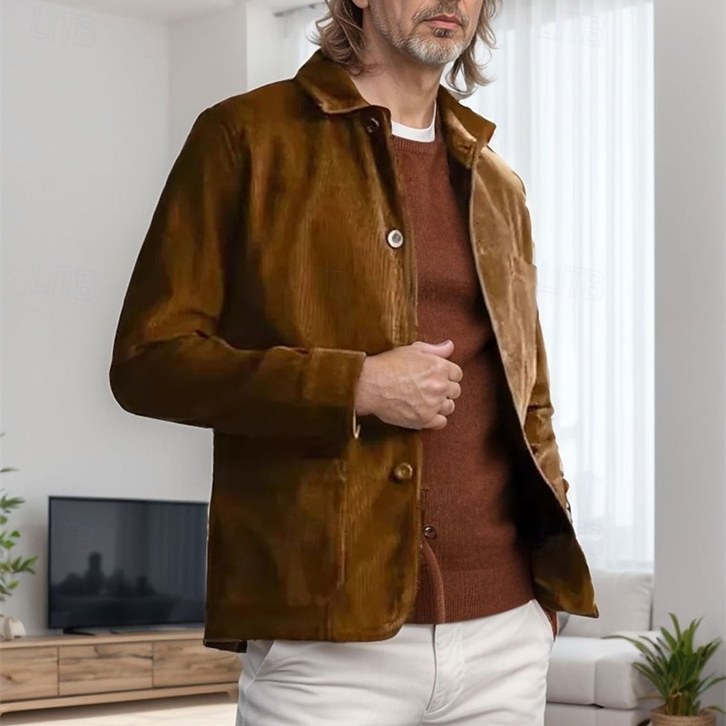 Per uomo Giacca Camicia Giacca di transizione Vacanza Quotidiano Leggero Tasca Primavera Autunno Semplice Classico Bavero Nero Cachi Verde militare Grigio Giacca del 2025 a $38.99 –P4