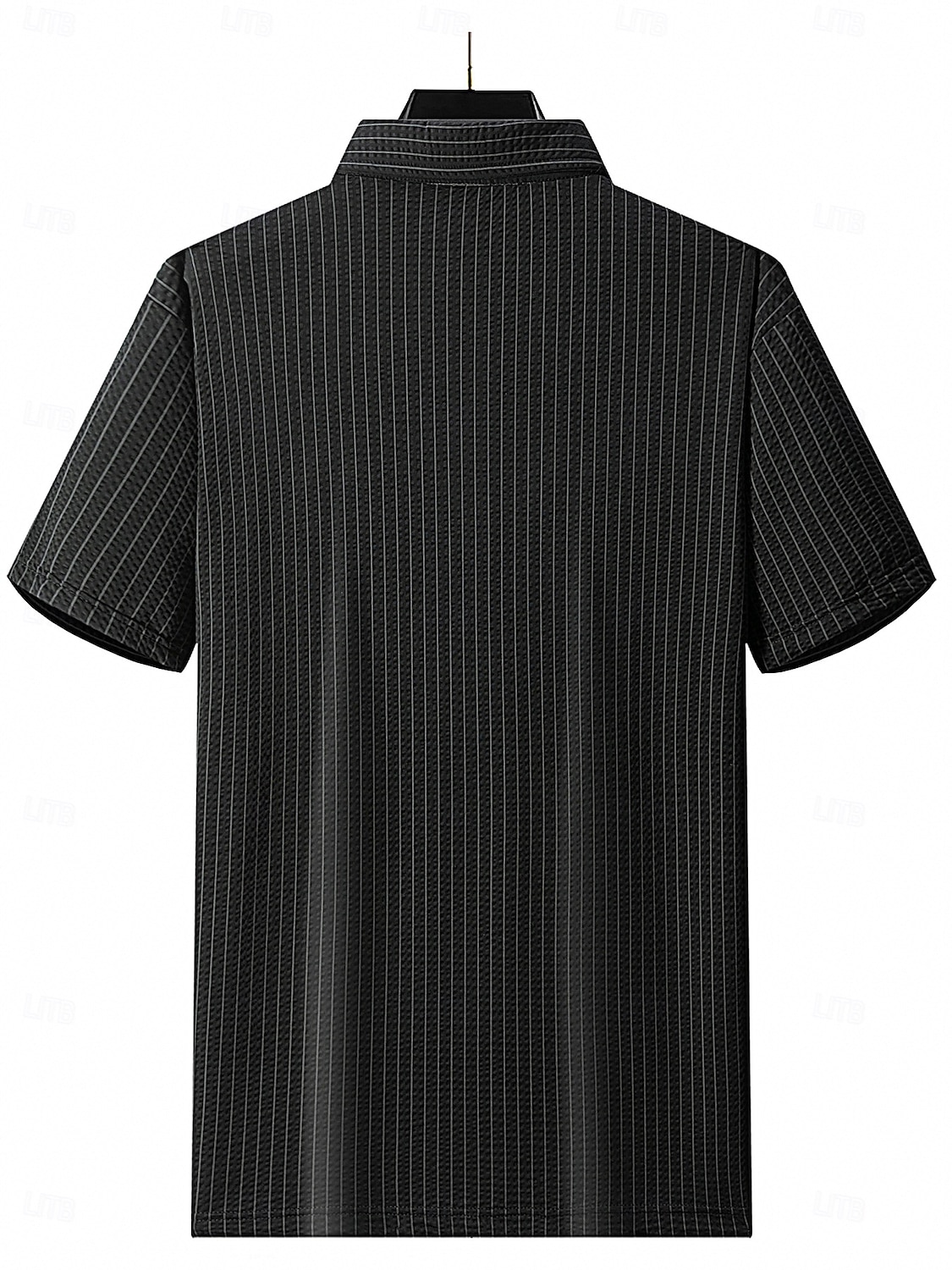 Men's Business Polo Golf Polos Shirts Work Business Lapel Ribbed Polo Collar Short Sleeve Basic Modern Stripes Textured Buttons Knitted Spring & Summer Regular Fit Black White Navy Blue Gray Business 2025 - $22.99 –P6