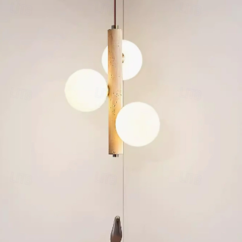 Lampada a sospensione a LED bianco caldo a 3 teste, creativa, in pietra e legno, mini lampadario industriale sospeso in vetro, lampada a sospensione da soffitto G9 per isola cucina, sala da pranzo, del 2025 a $155.99 –P4