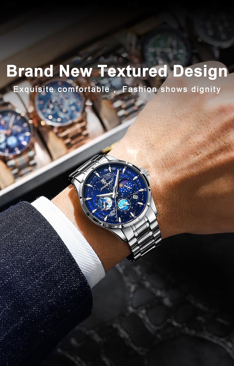 916 Men's Stainless Steel Watch – Luminous Dial, Multi-Function Quartz Movement, Calendar, 3ATM Waterproof, Elegant Business Style 2025 - $39.99 –P2
