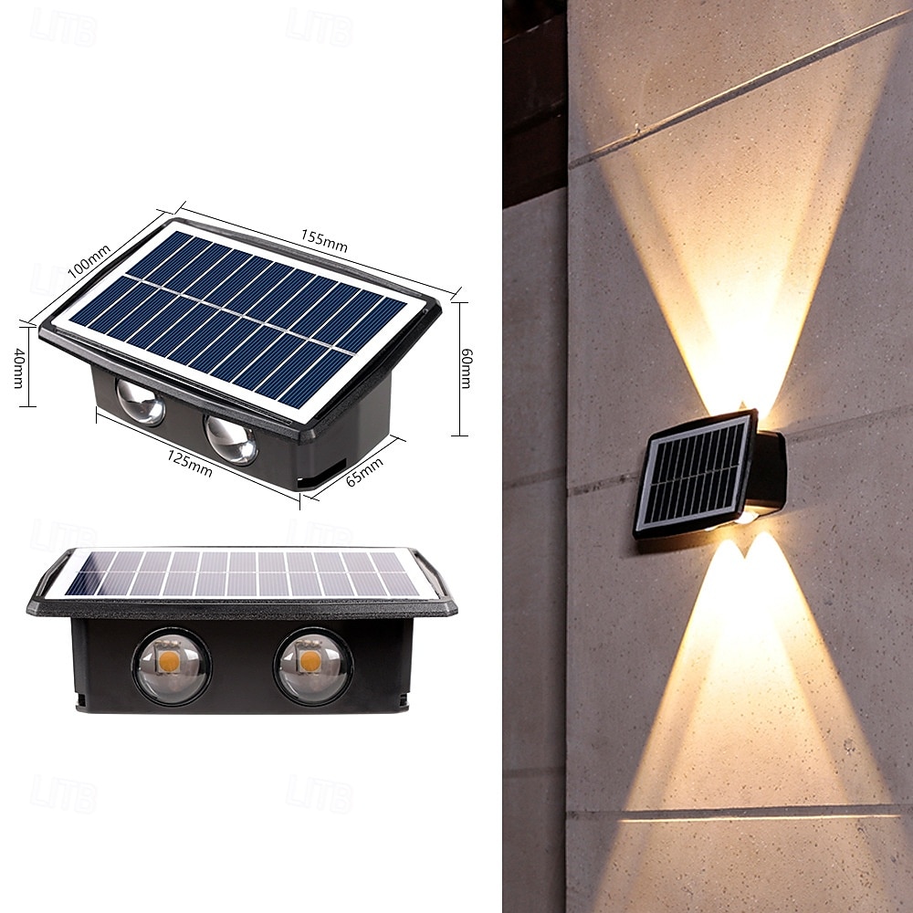 Solar Wall Lights Outdoor Up and Down Lights 4 Lamp Beads (Up 4/Down 4) Waterproof Outside LED Wall Washer Lighting for Step Wall Fence Yard Patio Garden Walkway Porch Decorations 2025 - $19.99 –P1