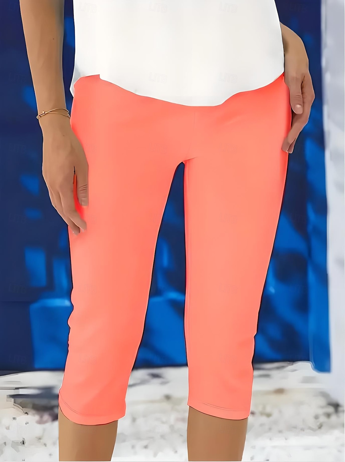 Women's Leggings Vacation Fashion Streetwear Calf-Length High Waist Solid Color Printing Thermal Warm Breathable Soft Stretchy Outdoor Vacation Street Robin's Egg Blue Black White Fuchsia Summer 2025 - $18.99 –P18