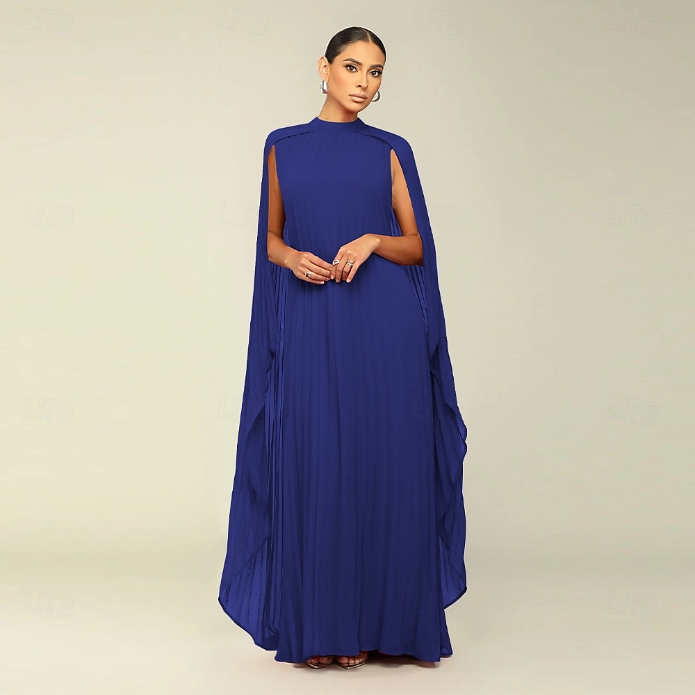 Abiti A-Line Quinceanera elegante abito formale matrimonio lunghezza al pavimento maniche lunghe scollo alto chiffon con pieghe del 2025 a $119.99 –P18