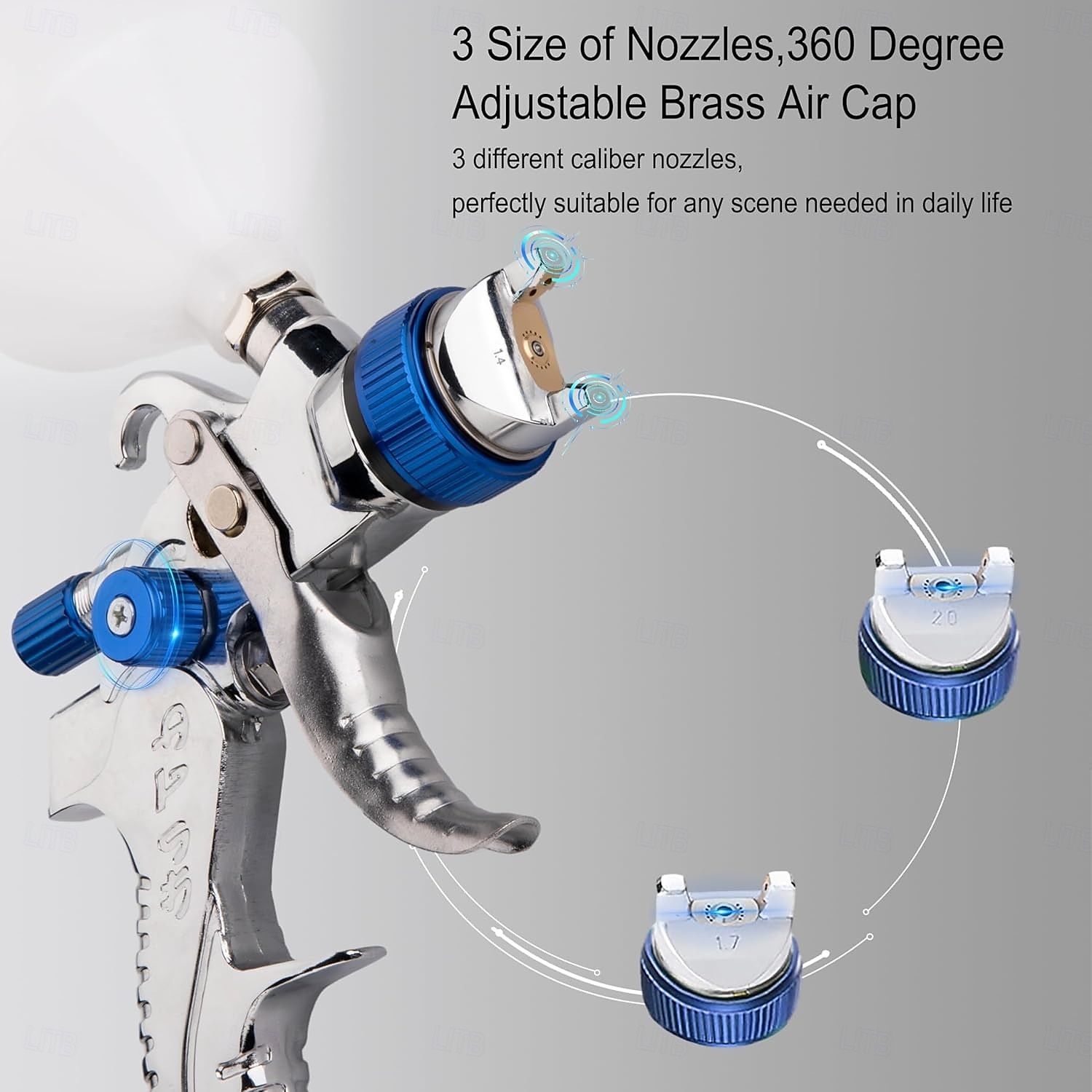 Pneumatic Spray Gun Automotive High Atomization Spray Gun 10 Leave-in Pots Pressure Regulator Paint Spraying Tool 1.4/1 7/2.0mm 2025 - $79.99 –P8