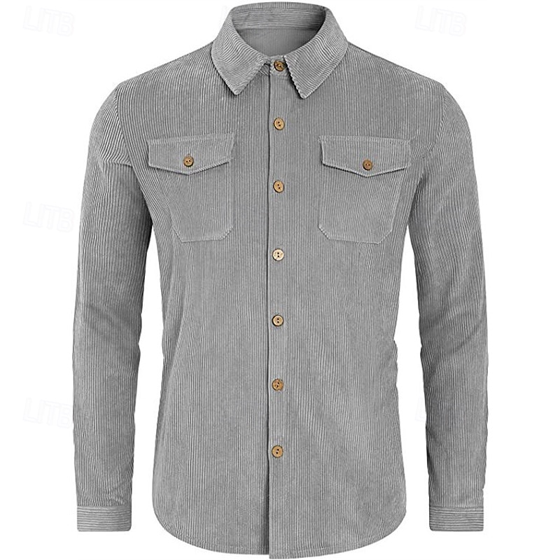Per uomo Giacca Camicia Giacca di transizione Quotidiano Leggero Tasca Primavera Autunno Semplice Casual Bavero Regolare Aalbicocca Nero Grigio Giacca del 2025 a $26.99 –P3