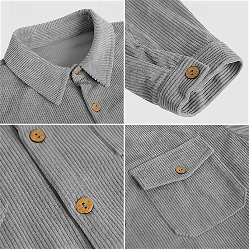 Per uomo Giacca Camicia Giacca di transizione Quotidiano Leggero Tasca Primavera Autunno Semplice Casual Bavero Regolare Aalbicocca Nero Grigio Giacca del 2025 a $26.99 –P4