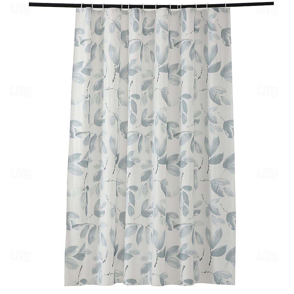 PEVA Shower Curtain Bath Curtain Waterproof Mildew Proof Green Leaf Pattern, Including Hooks 180x180cm 70"x70" 2025 - $12.49 –P10