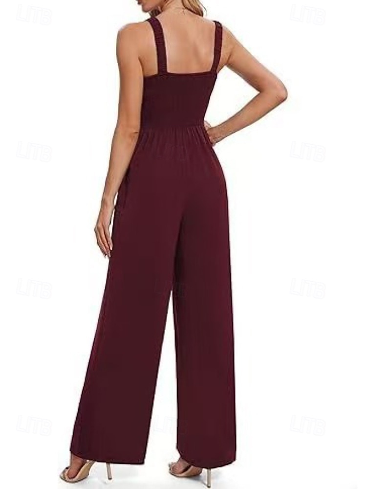 Women's Normal Jumpsuit Streetwear Solid Color Sleeveless U Neck Pocket Street Daily Regular Fit Black Wine Navy Blue Summer 2026 - $31.99 –P7