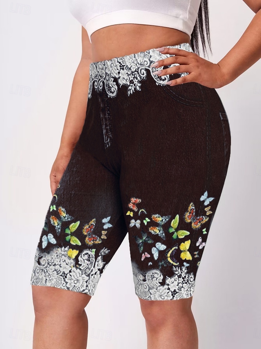 Leggings Shorts pour femmes 3D Imprimés Chinos Vacances Décontracté Collants Court Taille Haute Haute Coupe Confort Respirable Sèche Rapidement Élastique Extérieur Rue Quotidien Vin Noir Rouge Violet de 2025 ? $13.99 –P3