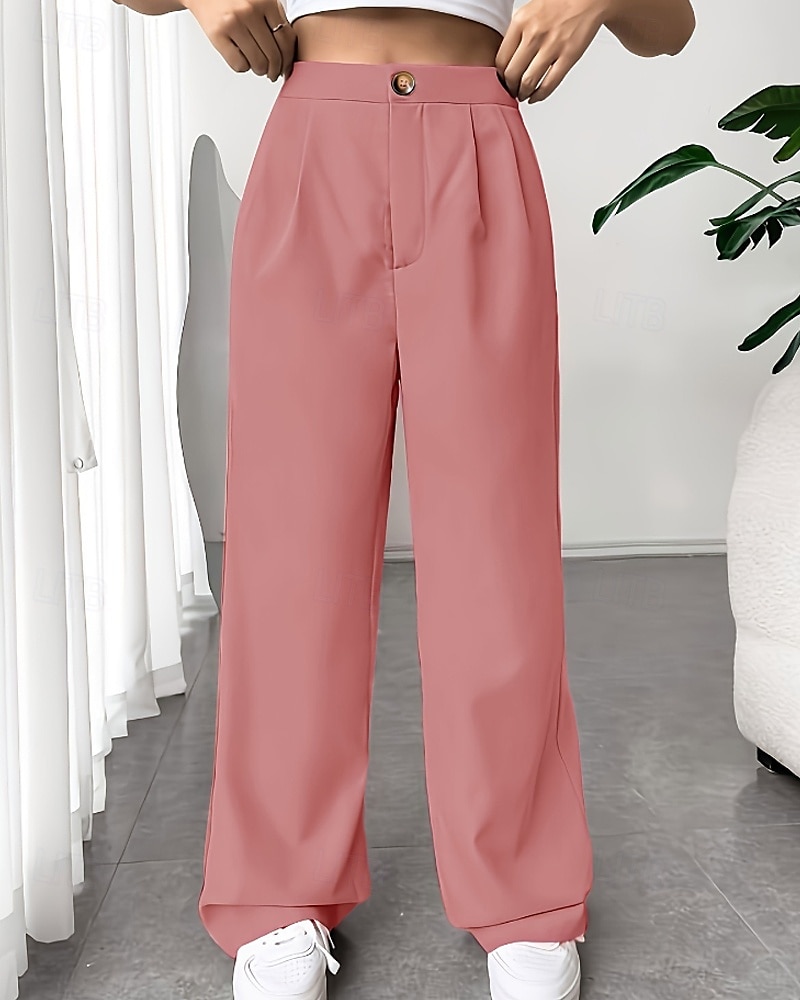 Per donna Gamba larga Pantaloni Eleganti Pantaloni Elegante Lunghezza intera Naturale Semplice Tasca Comodo All'aperto Confortevole All'aperto Ferie Weekend Verde mela Vinaccia Verde translucido del 2025 a $22.99 –P17