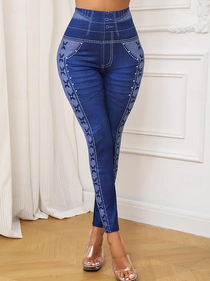 Pantaloni leggings pentru femei 3D Print Vacanță Modă Casual Lungime întreagă Talie înaltă Grafic Abstract Imprimare Respirabil Moale Elastic Vacanță Casual Zilnic Albastru Robin Egg Vară Primăvară 2025 - $19.99 –P2