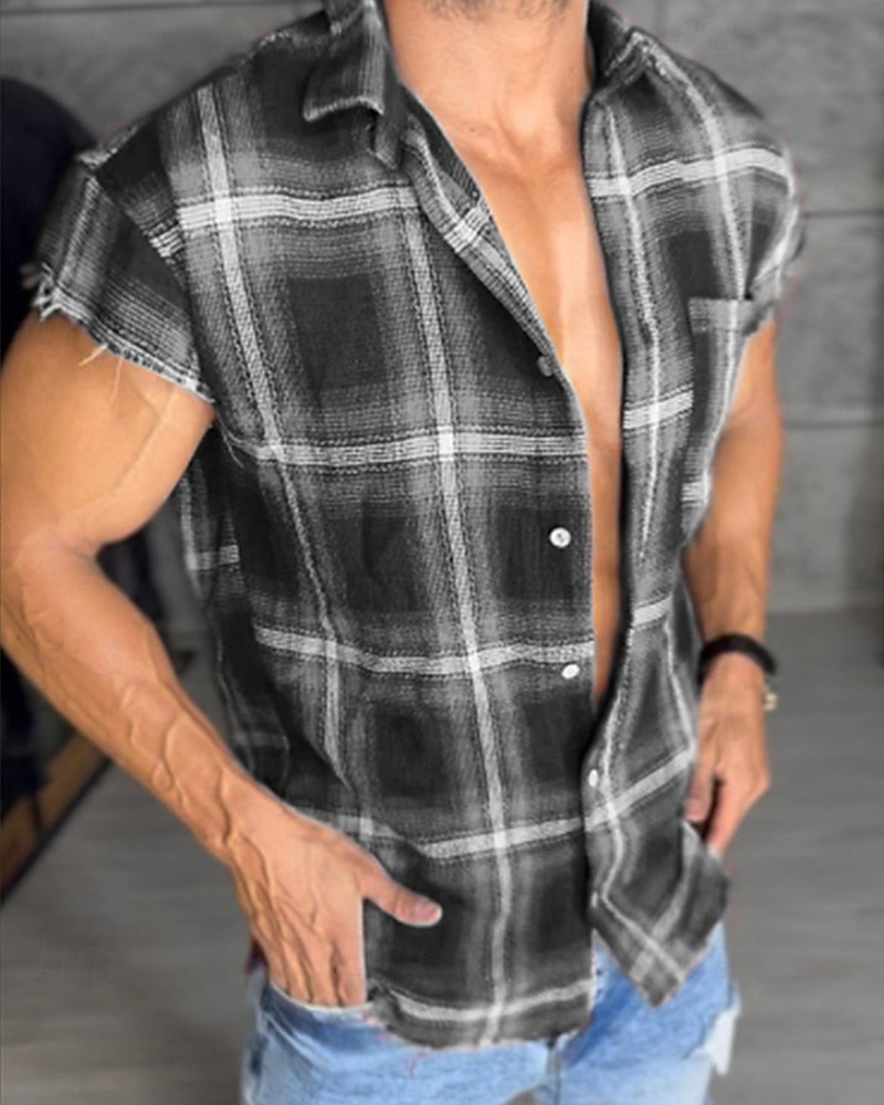 Bărbați Cămașă Cămașă de vară Cămașă casual Cămașă de plajă Camașă cu nasturi Negru Roșu-aprins Albastru piscină Manșon scurt Plisat Rever Vacanță Hawaiian Îmbrăcăminte Poliester Modă Casual 2026 - $25.99 –P7