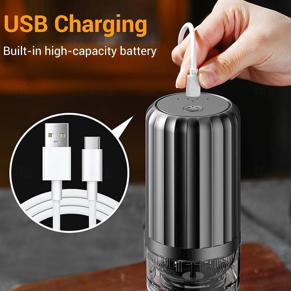 Macinacaffè elettrico portatile con macine in ceramica coniche, impostazioni multiple regolabili, macinacaffè ricaricabile da 1250 mAh, per viaggi e campeggio. del 2025 a $25.99 –P5