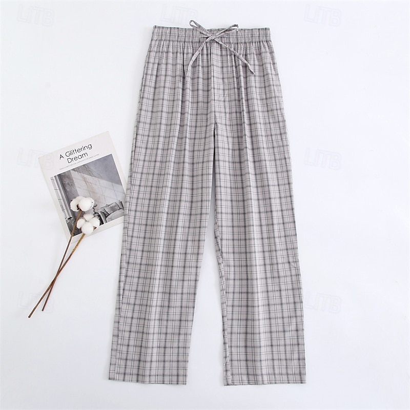 Herren Freizeitkleidung Karierte hose Lounge Hose Karomuster Mode Klassisch Lässig Heim Täglich Bett Baumwolle Komfort Atmungsaktiv Weich Hose Elastischer Bund Frühling Herbst Schwarz Blau 2025 - $28.99 –P5
