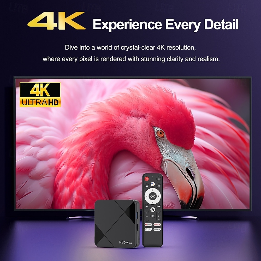 H96max Android TV Box with 4K Ultra HD, WiFi 6, Bluetooth 5.4, USB 3.0 – Smart Media Player for Streaming, Gaming, Screen Cast & Home Theater 2025 - $63.99 –P4