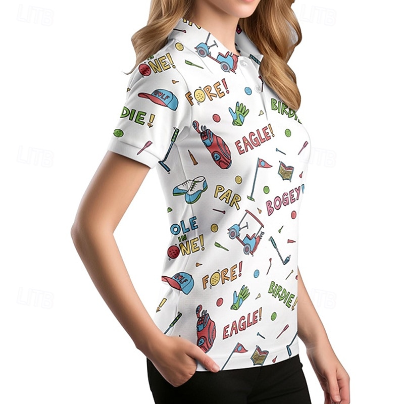 Γυναικεία Γραφική Πουκάμισο τένις Κοντομάνικο Στάμπα UPF50+ Γρήγορο Στέγνωμα Τέννις Γκολφ Μπάντμιντον Περιλαίμιο Polo Μπλουζάκι Μπολύζες Λευκό Ροζ Ουρανί Ρούχα τένις 2026 - $23.99 –P8
