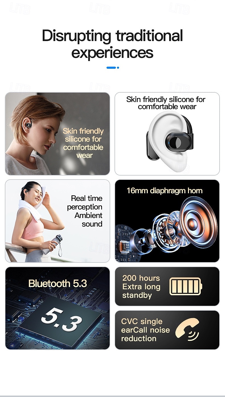 by99 открытые беспроводные наушники bluetooth 5.3 – спортивные наушники с креплением-крючком tws, водонепроницаемость ipx5, шумоподавление, длительный срок службы батареи, совместимы с ios android 2025 - $20.99 –P2