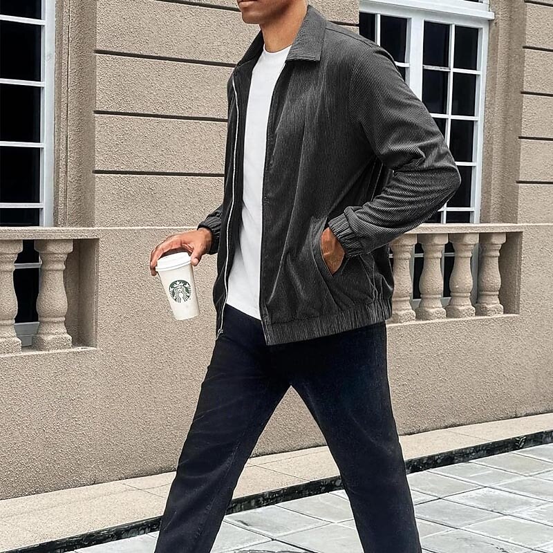 Per uomo Giacca Camicia Giacca di transizione Quotidiano Leggero Tasca Primavera Autunno Semplice Classico Bavero Nero Marrone Verde Beige Grigio Giacca del 2025 a $39.99 –P7